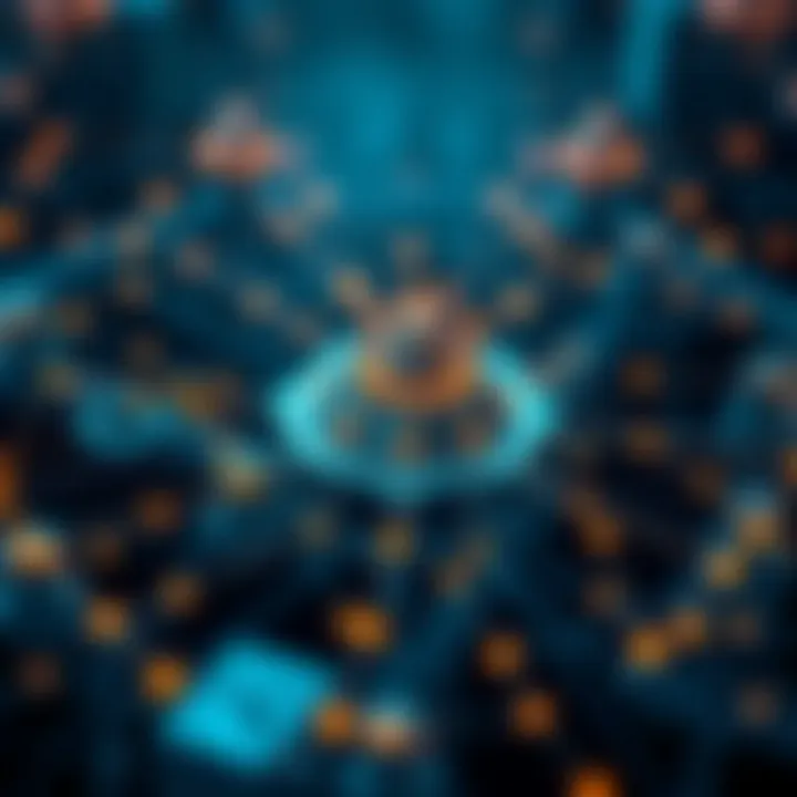 Digital representation of Chainlink's technology network connecting blockchain data