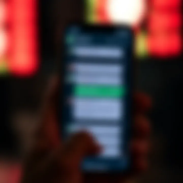 A smartphone screen showing a Forex trading chat with live market updates and signal alerts in a messaging app