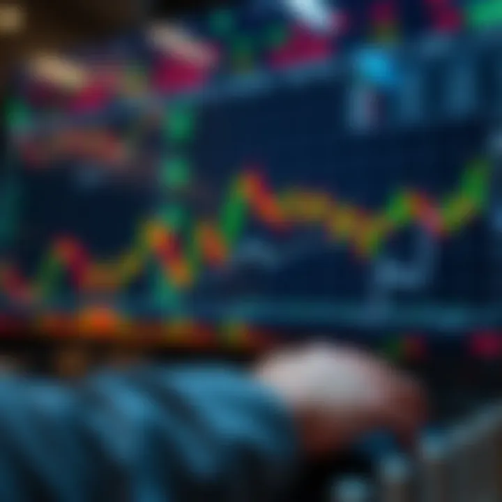 Abstract representation of currency exchange strategies with fluctuating charts and financial data visualization