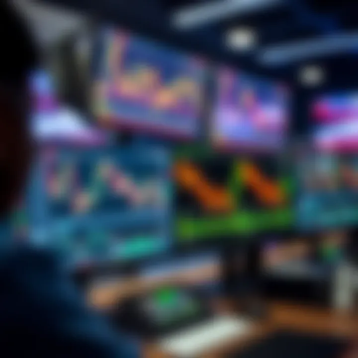 Illustration of trading strategies and market analysis tools on computer screens