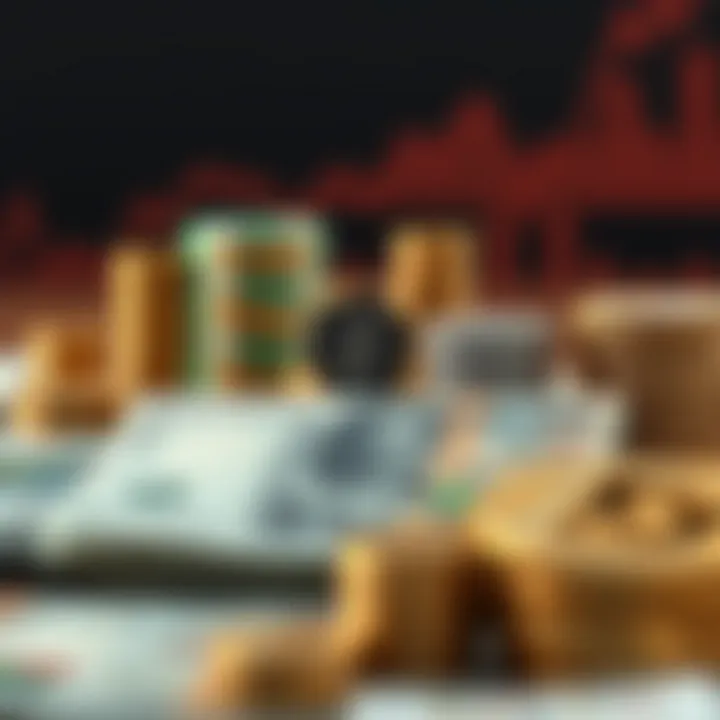 Conceptual illustration of money management strategies with South African currency notes and economic symbols