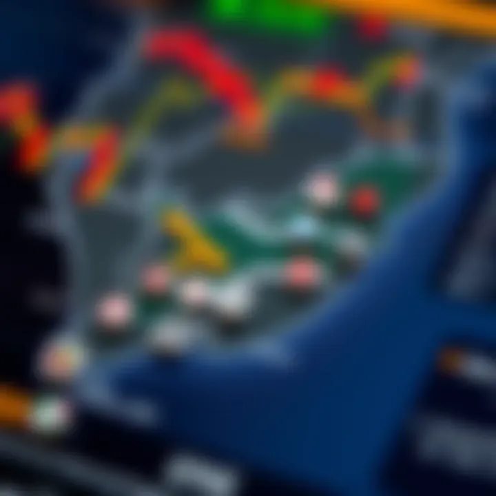 Map of South Africa with icons representing forex trading platforms and regulatory symbols