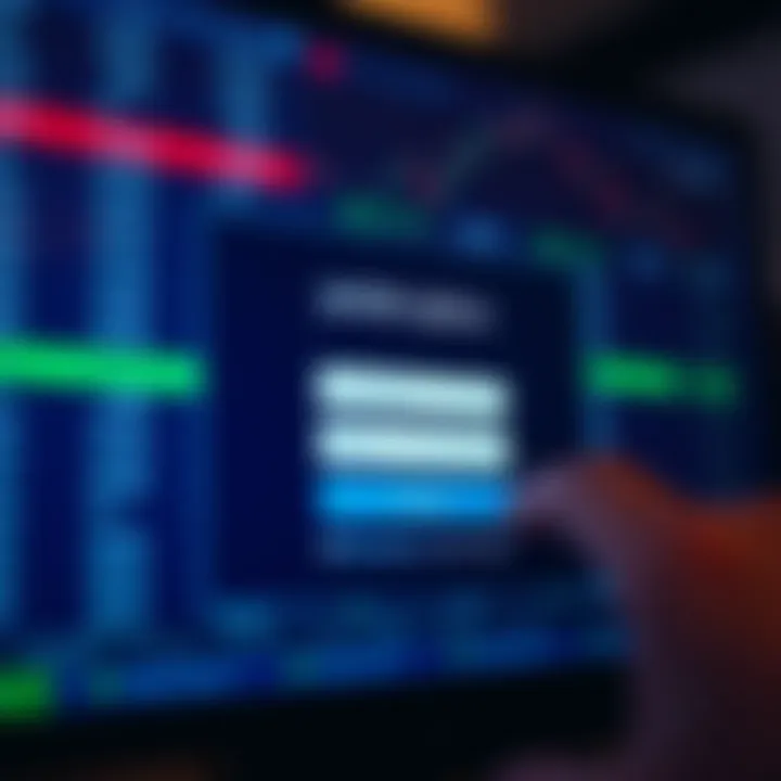 User interface showing Pocket Options login screen with fields for username and password