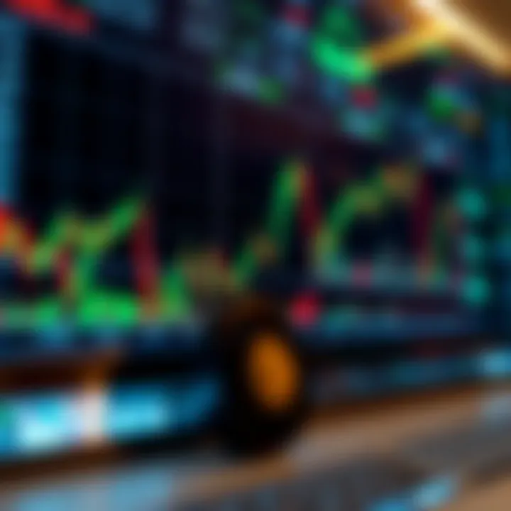 Dynamic digital chart displaying fluctuating stock market trends and data analytics