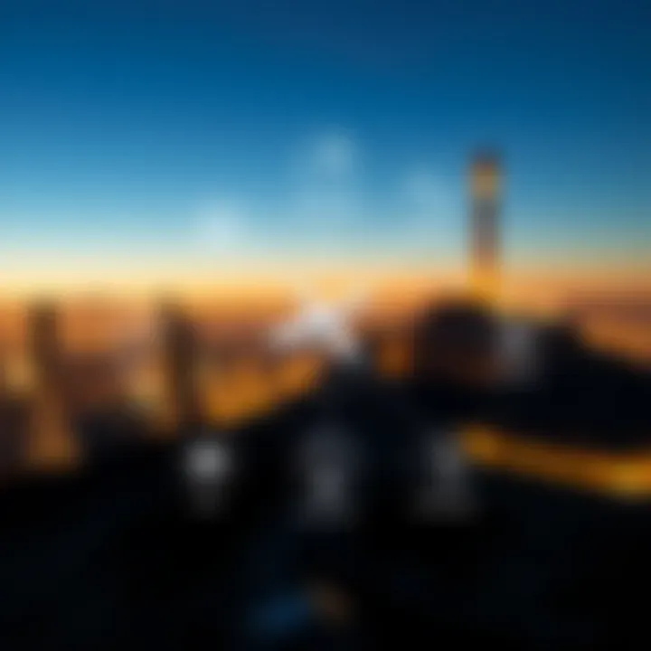 Graphic depicting investment trends and innovation icons connected to South Africa's space industry