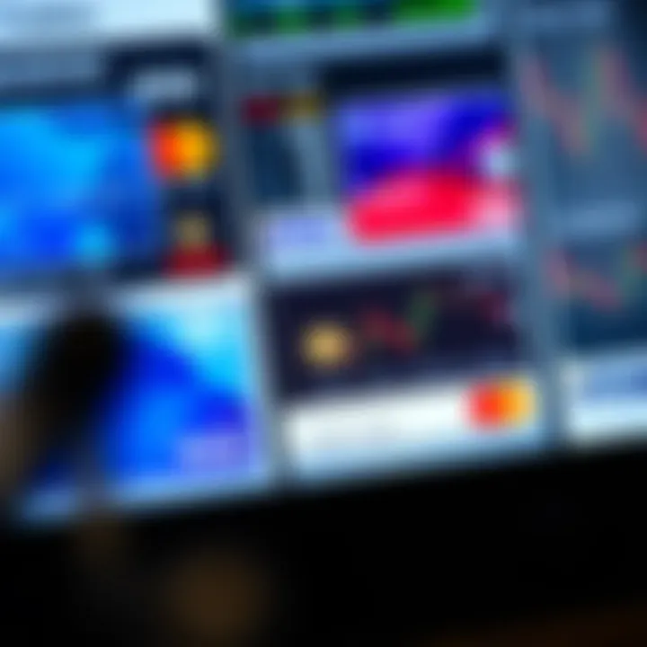 Various payment methods including credit cards and e-wallets displayed on digital interfaces