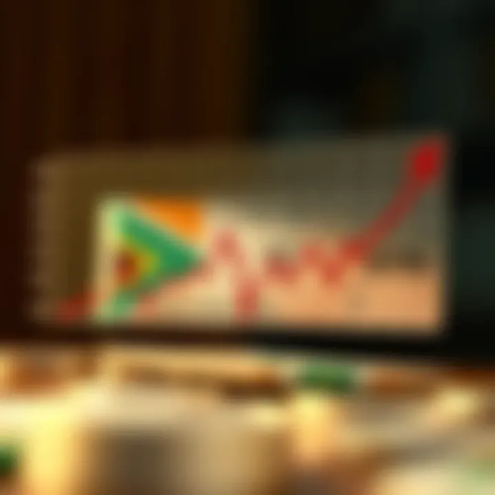 Graph showing fluctuations in the exchange rate between South African Rand and Indian Rupee over time