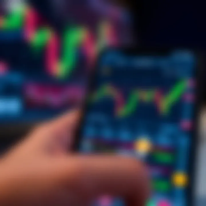 Robotrader APK interface displaying trading options and charts on a mobile device