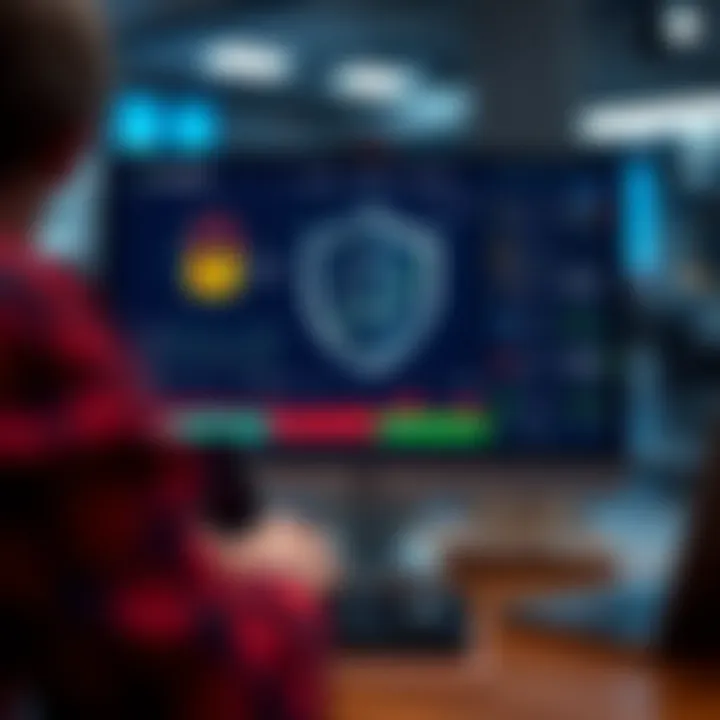 Illustration of a secure online trading interface highlighting broker verification and risk management features