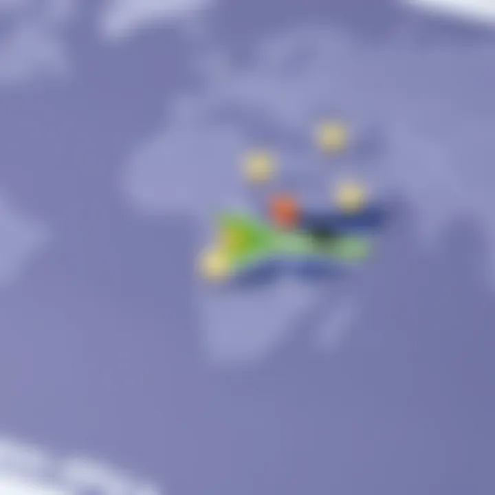 Map highlighting South Africa with icons representing investment opportunities in global tech stocks