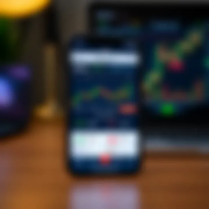 Mobile phone displaying the Deriv Go app interface with trading charts and options visible