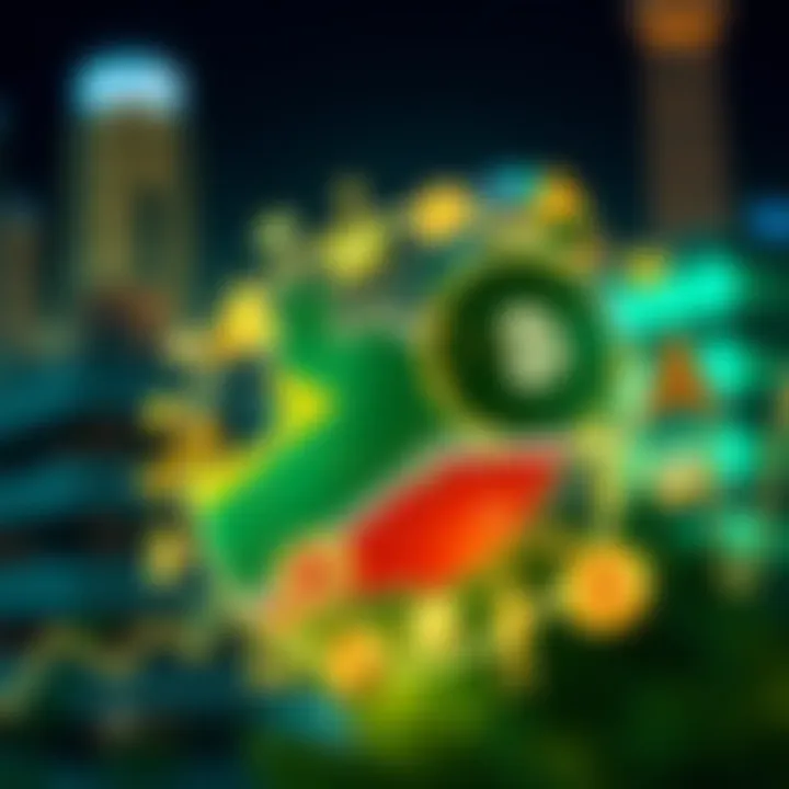 Graphic showing South African digital economy symbols intertwined with cryptocurrency icons, highlighting HODL's relevance in emerging markets.