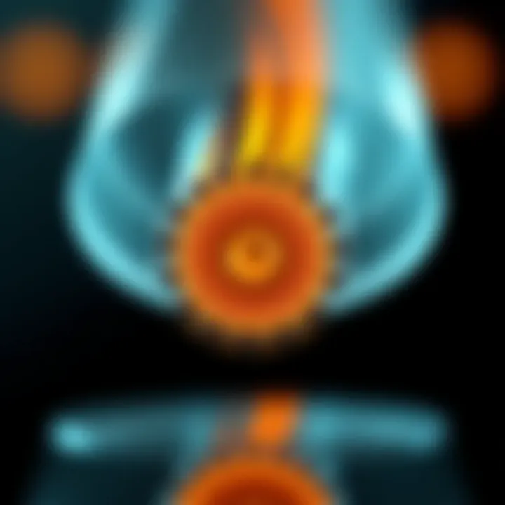 Cross-sectional view of an optical fibre showing distinct core and cladding layers with uniform refractive indices