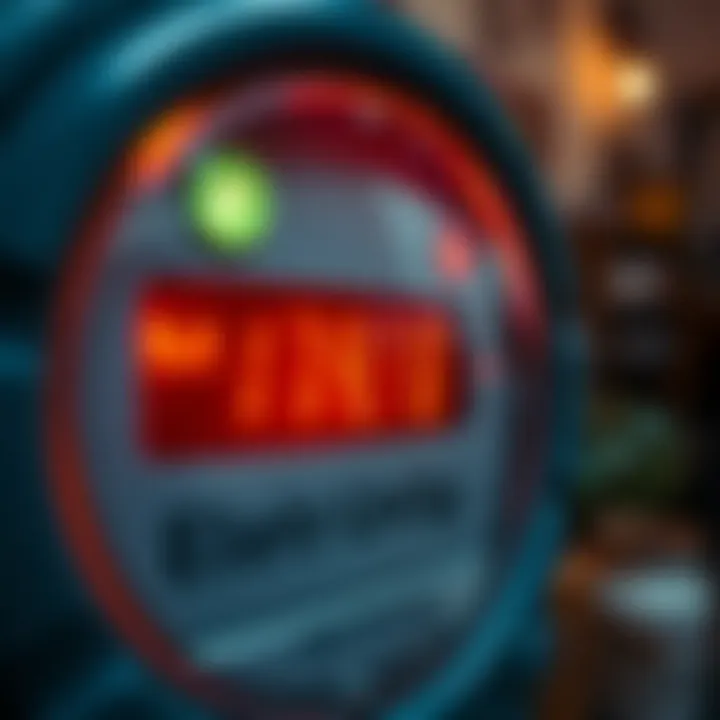 Close-up view of a digital prepaid electricity meter displaying remaining units in a household
