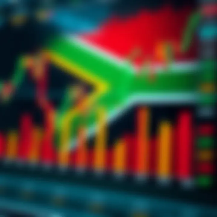 Graph showing financial market trends with South African flag overlay