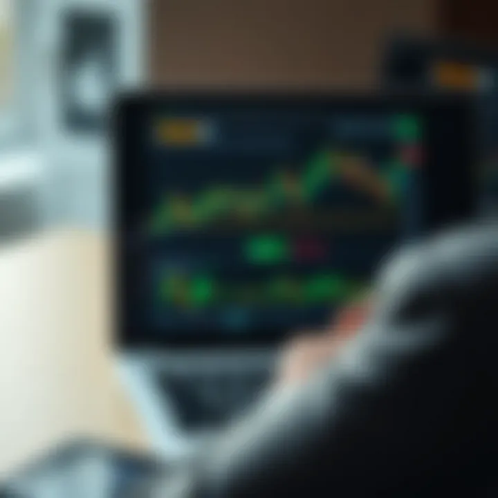 User accessing Quotex platform on a laptop with trading charts visible