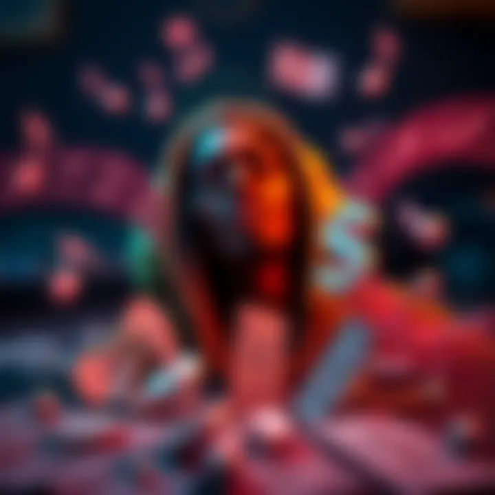 Music notes and currency symbols representing the blend of artistic talent and financial success